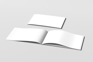 Modern Landscape Magazine Mockup Featuring Open Pages and Soft Shadows