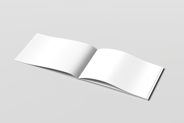 Modern Landscape Magazine Mockup Featuring Open Pages and Soft Shadows