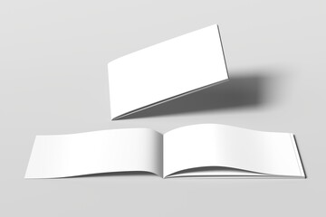 Modern Landscape Magazine Mockup Featuring Open Pages and Soft Shadows