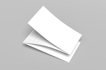 A4 Landscape Tri Fold Brochure Mockup in Perspective View on Neutral Background