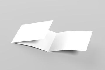 A4 Landscape Tri Fold Brochure Mockup in Perspective View on Neutral Background