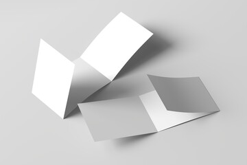 Professional Landscape Tri-Fold Brochure Mockup in Perspective View on Neutral Background