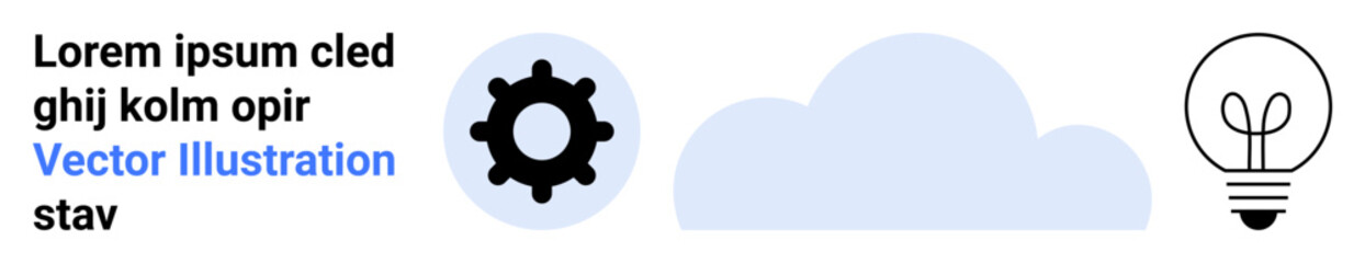Fototapeta premium Technology, cloud computing, creative innovation, brainstorming, data storage, and connectivity. Gear, cloud and light bulb icons arranged on a minimalistic background. Cloud computing and creative