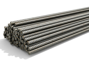 Steel Reinforcement Bars Isolated on White Background