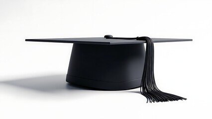 Graduation cap and tassel isolated on white background