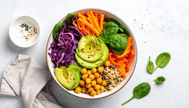 Bunte Buddha-Bowl mit frischem Gem&uuml;se