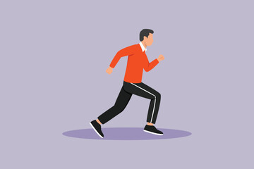 Physical activity men jogging. Physical Activity Concept. Colored flat vector illustration isolated