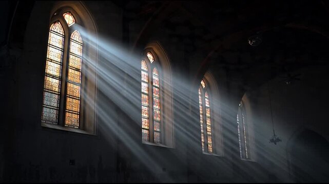 Dim Church Windows With Soft Rays