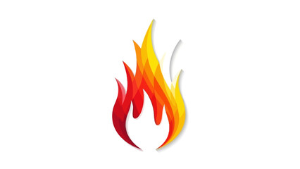 Vibrant Flame Illustration on White Background, Representing Energy, Passion, and Burning Concepts