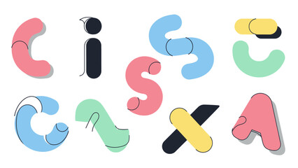 Playful Abstract Typography Design with Bright Colors for Creative Communication and Branding