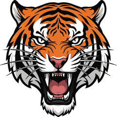 Roaring Tiger Head Design For Sports Team Mascot Logo