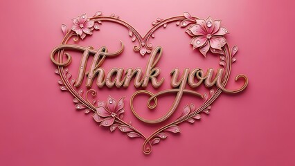 Heartfelt thank you message with elegant flowers and leaves