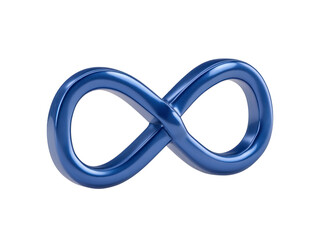 Blue infinity symbol, metallic finish, isolated on transparency background, representing endlessness, eternity, limitless possibilities, and modern design concept