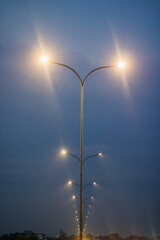 toll road lights at night