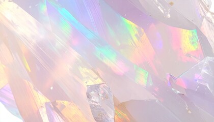 コスメやウェディングなどおしゃれなイメージ　虹色に輝く光沢のあるホログラフィック風宝石クローズアップの背景	
