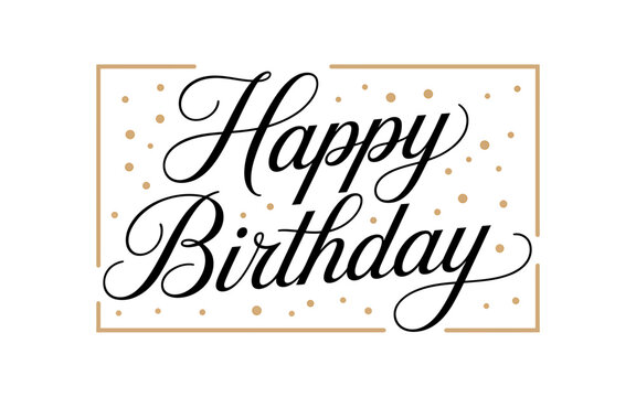 Elegant calligraphy happy birthday greeting card design with gold dots - Powered by Adobe