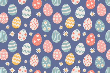 Colorful handdrawn Easter egg collection with playful patterns and designs
