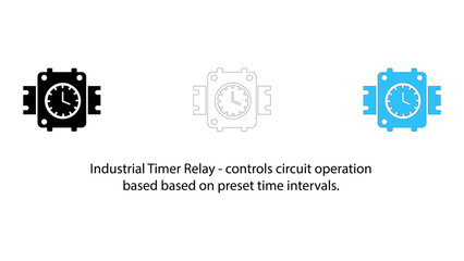 Industrial timer relay icon for circuit operation control