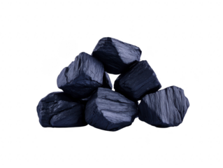 Black coal rock mineral natural energy resource rough texture dark color geology isolated on transparency background industrial material fossil fuel raw element