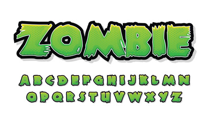 Zombie themed cartoon green typography