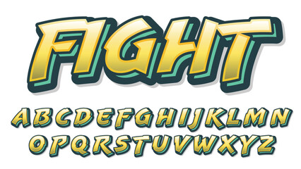 yellow and green modern graffiti style isolated font