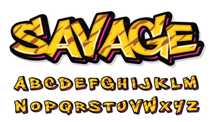 yellow golden animal print graffiti themed font