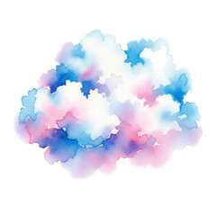 Watercolor cloud with pink blue and white colors on black background image