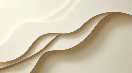 Abstract background with flowing cream colored paper waves and soft shadows