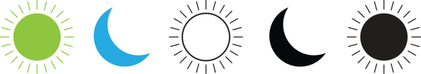 Sun and Moon Icons Set