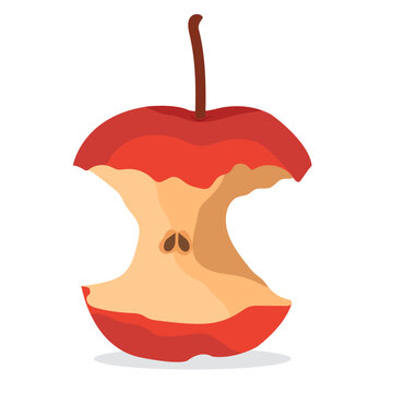fully eaten apple core drawing.