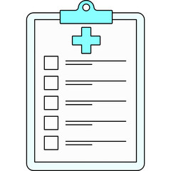 Obraz premium Medical Clipboard with Cross Icon and Checklist Vector Illustration
