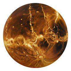 Jupiter planet with orange storm clouds isolated on a transparent background