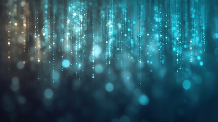 Abstract glittering lights with bokeh effect on blue and dark colors backdrop, creating elegant modern vibe for creative designs events or festive occasions.