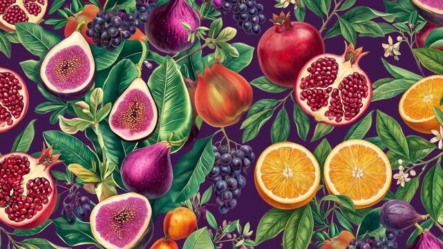 A vibrant collection of succulent fruits, each piece is a celebration of nature's bounty, displayed against a dark background that enhances the colors.