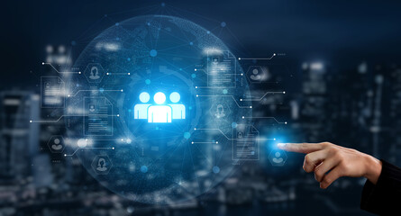 Concept of a digital human resources platform for workforce management. An applicant tracking...