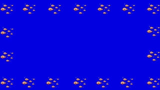 Fish cartoon 3d animation frame on chroma key background.