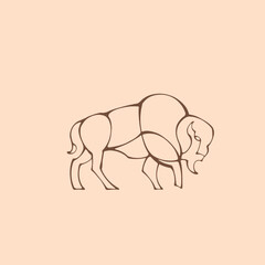 Luxury bison logo vector in clean monoline style, minimal and elegant design suitable for premium branding, corporate identity, apparel, badges, and modern business visuals.