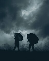 Silhouettes in the rain