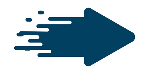 Obraz premium Blue long arrow pointing to the right. Straight long arrow icon, right thin line, blue cursor, horizontal element, thick pointer vector long arrow icon isolated on white background.