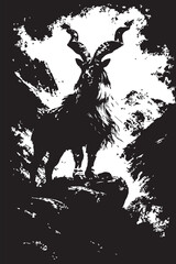 Majestic Markhor on Mountain Peak