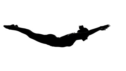 Silhouette of a woman swimming the butterfly stroke swimmer