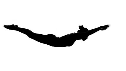 Silhouette of a woman swimming the butterfly stroke swimmer