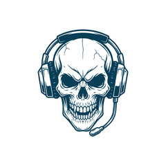 Esports Skull Gamer with Headset and Microphone