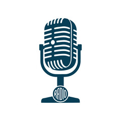 Classic Radio Microphone Icon for Broadcast and Podcasting