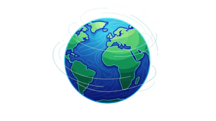 Stylized illustration of planet Earth with swirling white lines on a black background globe world
