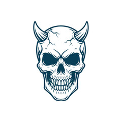 Demonic Horned Skull Design Illustration