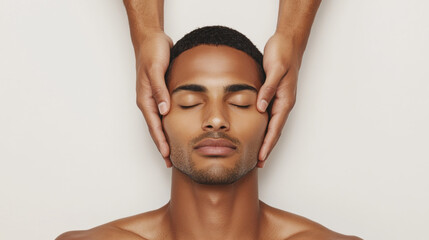 Indian people using shampoo, A man massages his scalp with closed eyes, showcasing relaxation and self-care in an intimate setting, emphasizing wellness and mindfulness.