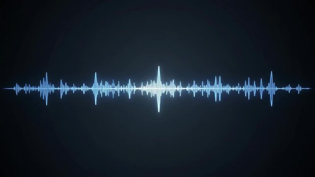 Abstract Blue Sound Waveform Visualization on Dark Background. 4K Abstract Background Animation Video