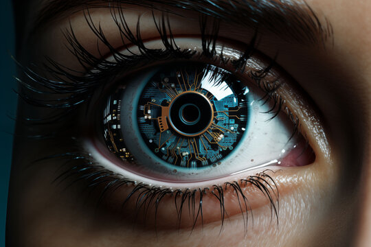 An embedded interface in the cybernetic eye that displays virtual images. - Powered by Adobe