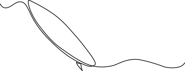 Minimalist line drawing of a surfboard Vector